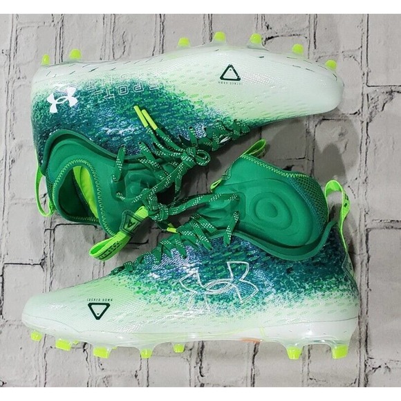 Under Armour UA Spotlight Lux MC 2.0 Football Cleats Green White MENS SIZE 11 - Picture 6 of 8